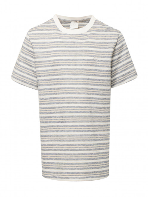 Полосатая футболка из хлопка и льна Eleventy - Общий вид