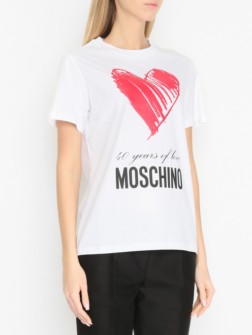 Футболка с принтом сердце Moschino - МодельВерхНиз