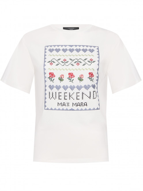 Футболка из хлопка с вышивкой Weekend Max Mara - Общий вид
