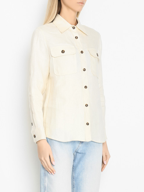 Рубашка из льна с накладными карманами Weekend Max Mara - МодельВерхНиз