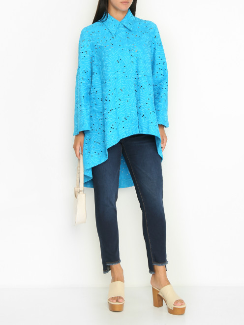 Блуза из смешанного хлопка с вышивкой Marina Rinaldi - МодельОбщийВид