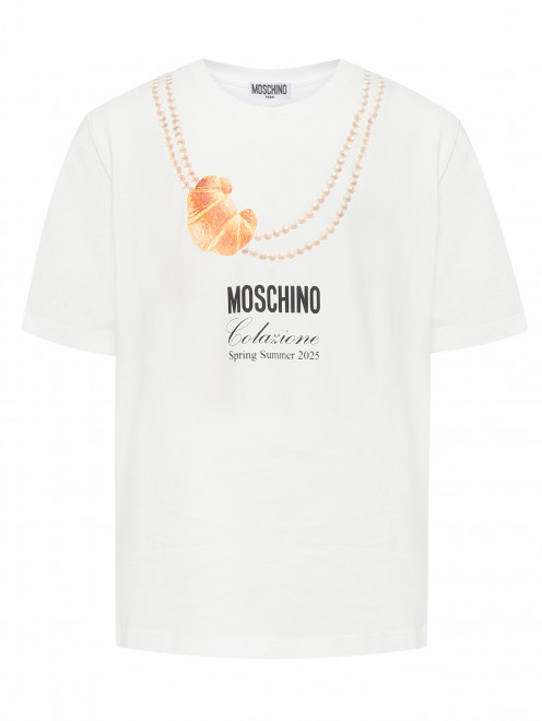 Футболка из хлопка с принтом Moschino - Общий вид