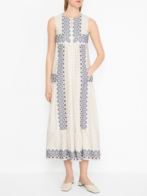 Платье из хлопка с узором Weekend Max Mara - МодельВерхНиз
