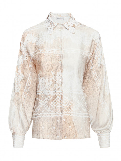 Блуза с узором и кружевом свободного кроя Ermanno Firenze - Общий вид