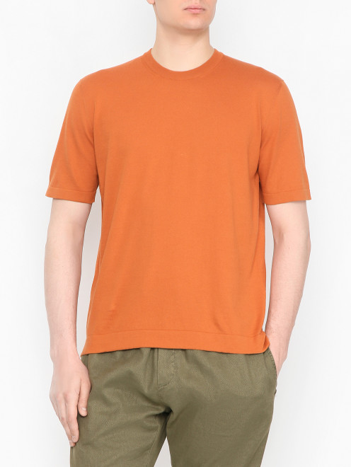Футболка однотонная из хлопка Piacenza Cashmere 1733 - МодельВерхНиз