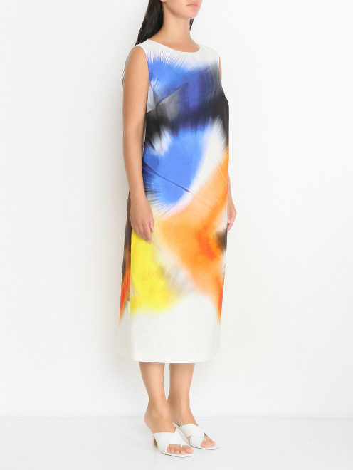 Платье из хлопка с узором Marina Rinaldi - МодельВерхНиз