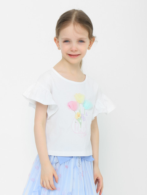 Хлопковая футболка из сетки Lapin House - МодельВерхНиз