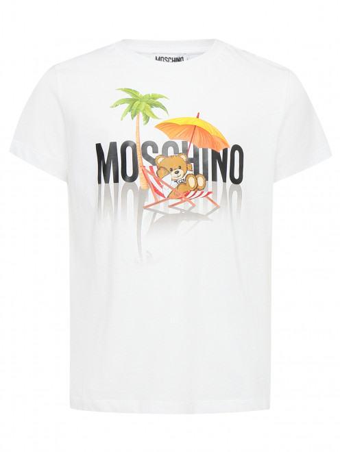Футболка из хлопка с принтом Moschino - Общий вид