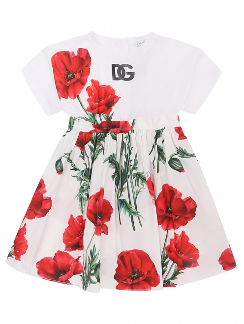 Платье из хлопка с цветочным узором Dolce & Gabbana - Общий вид