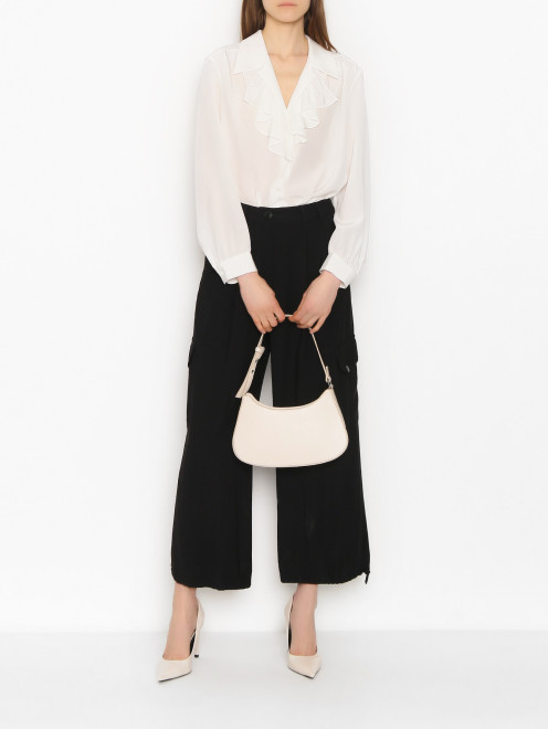 Блуза из шелка с воланами и V-образным вырезом Luisa Spagnoli - МодельОбщийВид