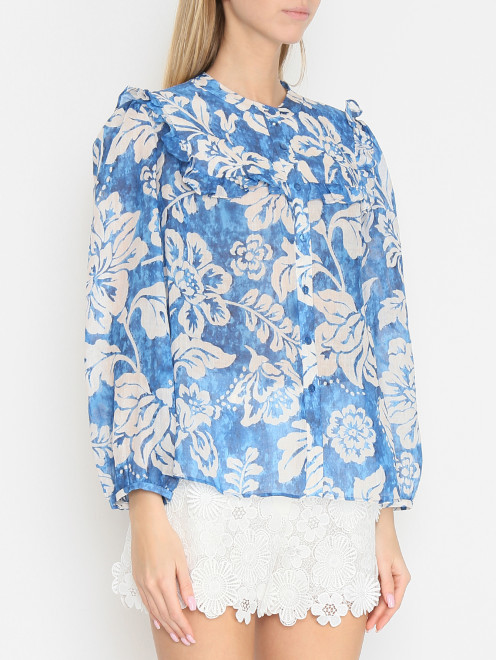 Рубашка с цветочным узором с рюшами Luisa Spagnoli - МодельВерхНиз