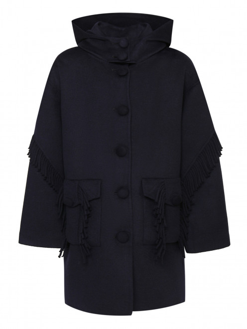 Пальто с бахромой и накладными карманами Ermanno Scervino Junior - Общий вид