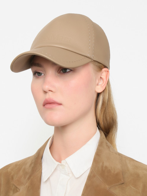 Бейсболка из кожи с логотипом Max Mara - МодельОбщийВид