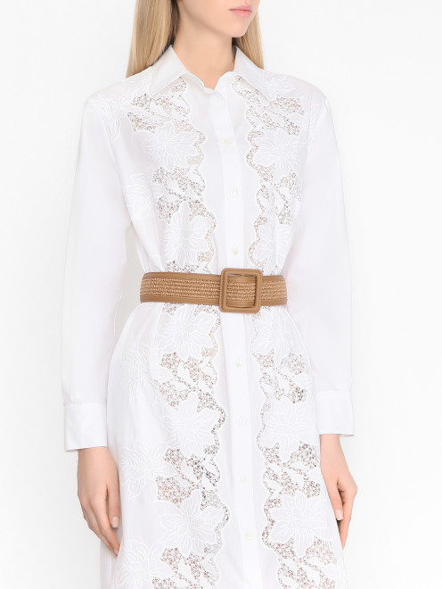 Широкий ремень из кожи с плетением Weekend Max Mara - МодельОбщийВид