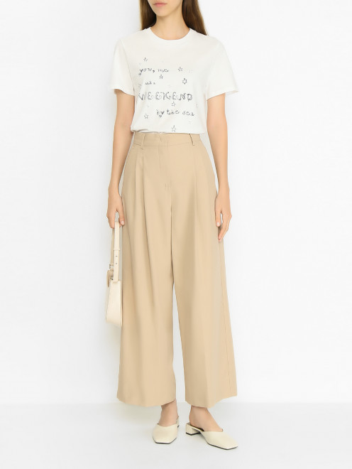 Футболка с принтом и вышивкой Weekend Max Mara - МодельОбщийВид