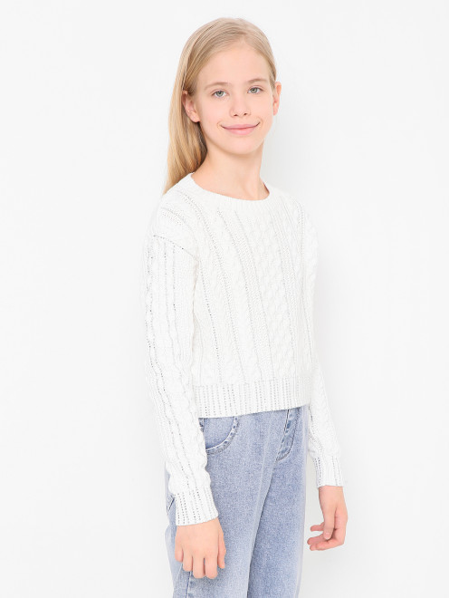 Джемпер из хлопка с аппликацией Ermanno Scervino Junior - МодельВерхНиз