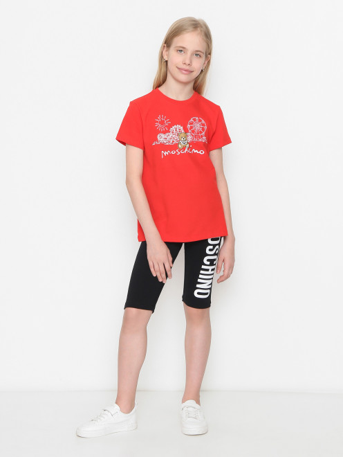 Шорты из хлопка с логотипом Moschino - МодельОбщийВид