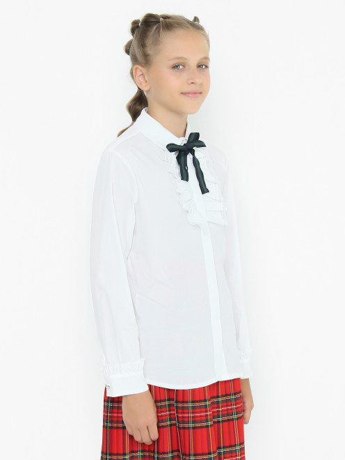Блуза из хлопка со съемным бантом Aletta Couture - МодельВерхНиз