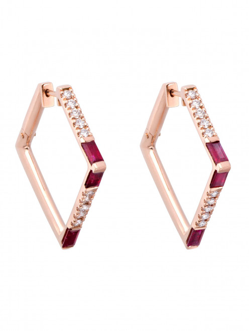 Серьги Square Hoops I am Red Gold&Roses - Общий вид