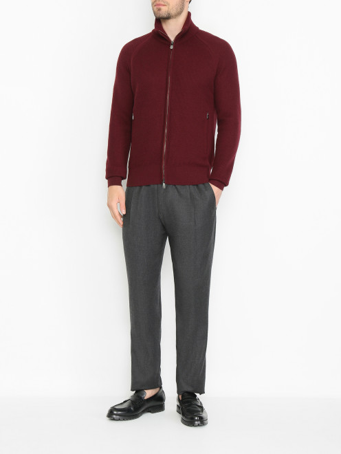 Кардиган из шерсти на молнии с карманами Piacenza Cashmere 1733 - МодельОбщийВид