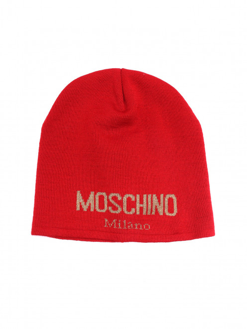 Шапка мелкой вязки с логотипом Moschino - Общий вид