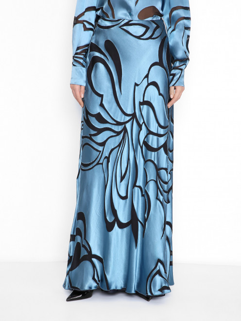 Атласная юбка-макси с узором Alberta Ferretti - МодельВерхНиз