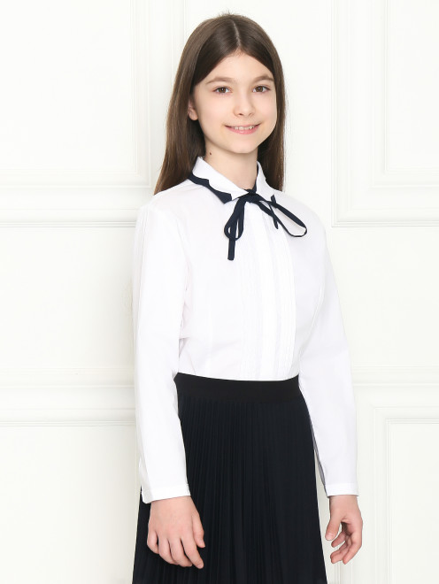 Блуза из хлопка с контрастной отделкой  Aletta Couture - МодельВерхНиз