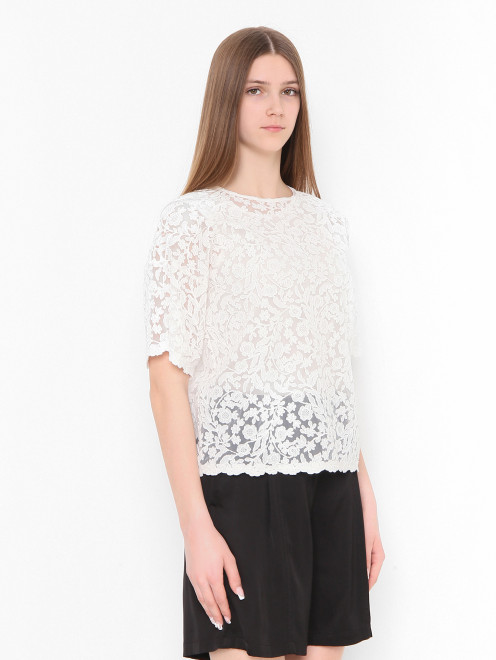 Футболка из хлопка с кружевом Ermanno Scervino Junior - МодельВерхНиз