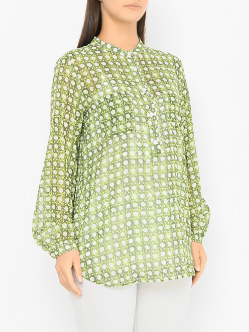 Блуза с узором и нагрудным карманом Marina Rinaldi - МодельВерхНиз