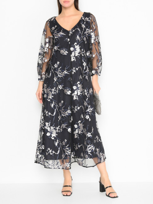 Платье с вышивкой декорированное пайетками Marina Rinaldi - МодельОбщийВид