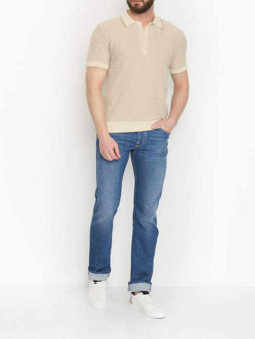 Трикотажное поло из хлопка на пуговицах Piacenza Cashmere 1733 - МодельОбщийВид