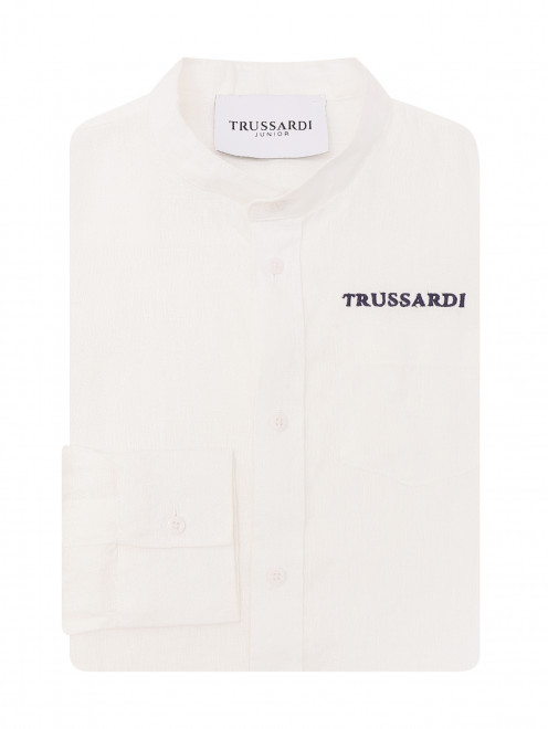 Рубашка изо льна с вышивкой Trussardi - Общий вид