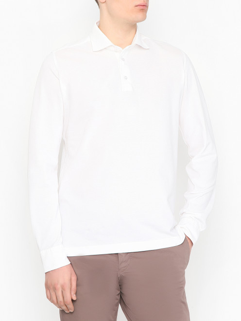 Поло из хлопка с длинным рукавом Doriani Cashmere - МодельВерхНиз