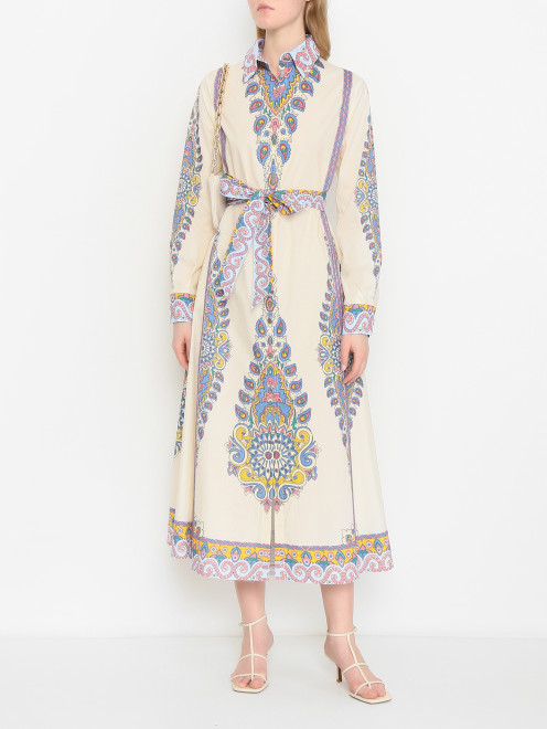 Платье из хлопка с узором Etro - МодельОбщийВид