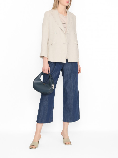 Двубортный жакет из льна Max Mara - МодельОбщийВид