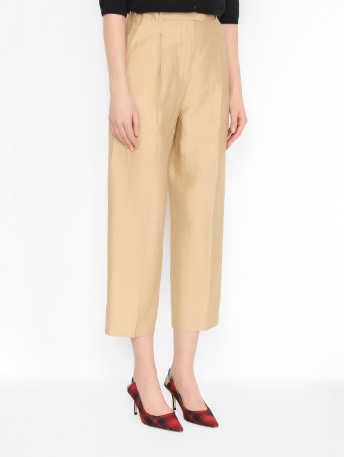 Брюки из льна и шелка с защипами Max Mara - МодельВерхНиз