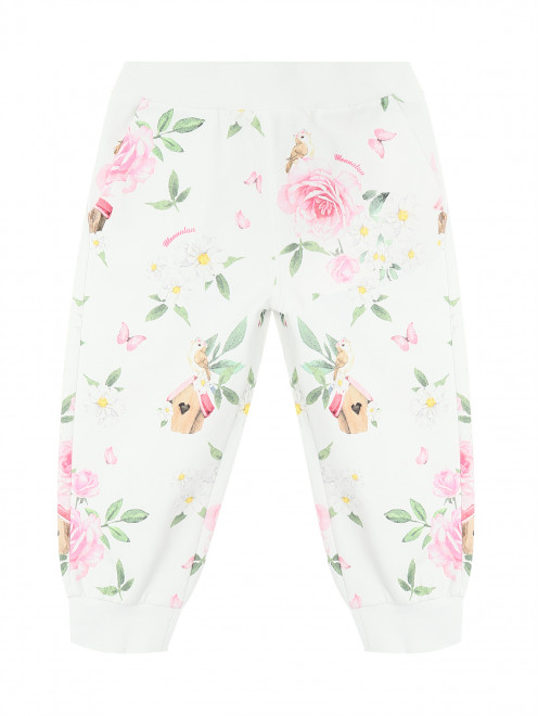 Трикотажные брюки с цветочным узором MONNALISA - Общий вид