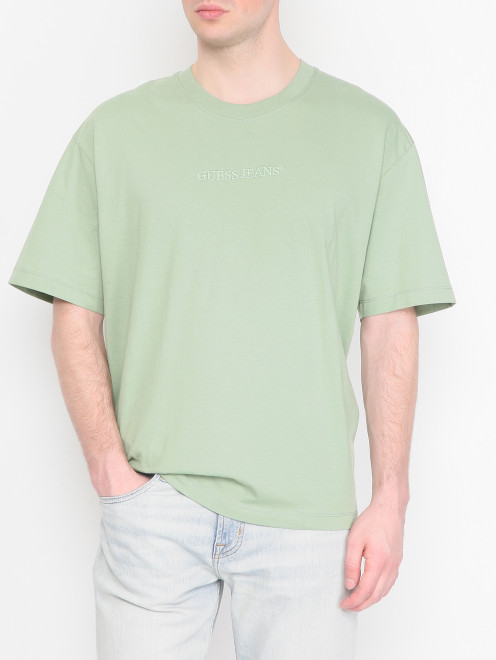 Футболка из хлопка с логотипом Guess - МодельВерхНиз