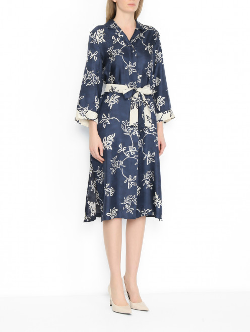 Платье из шелка с узором Max Mara - МодельВерхНиз