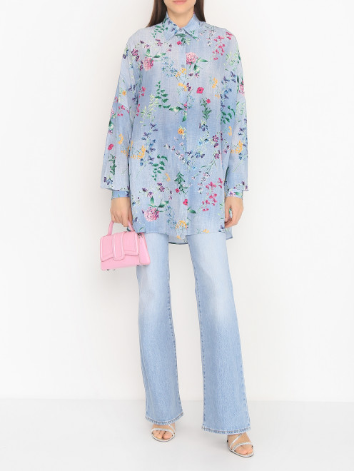 Блуза из шелка с цветочным узором Ermanno Scervino - МодельОбщийВид