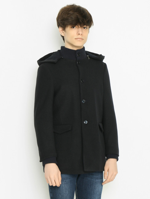 Однобортное пальто с капюшоном Clix - МодельВерхНиз
