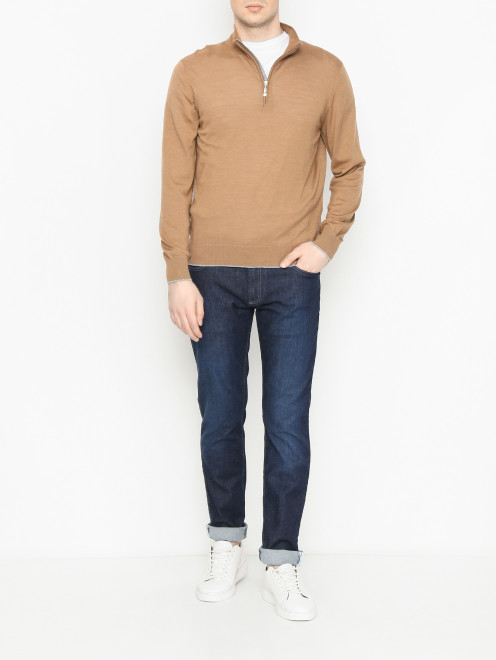 Кардиган с воротником на молнии, из шерсти и шелка Doriani Cashmere - МодельОбщийВид