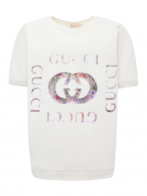 Толстовка с коротким рукавом и вышивкой Gucci - Общий вид