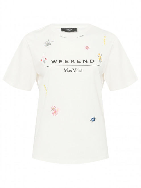 Футболка из хлопка с вышивкой Weekend Max Mara - Общий вид