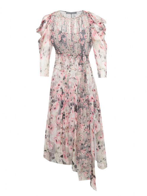 Платье из шелка с цветочным узором