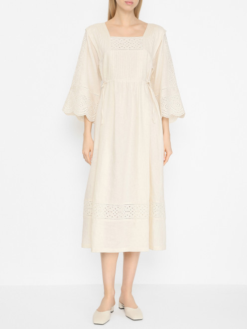 Платье из льна с вышивкой Weekend Max Mara - МодельВерхНиз