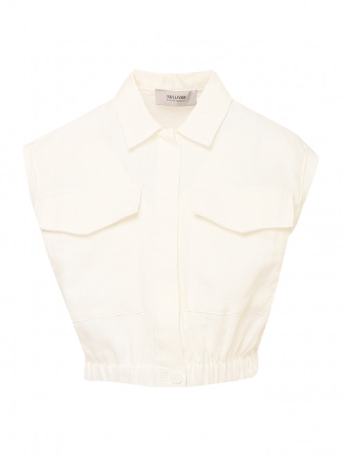 Льняная блуза с накладными карманами Gulliver Select - Общий вид