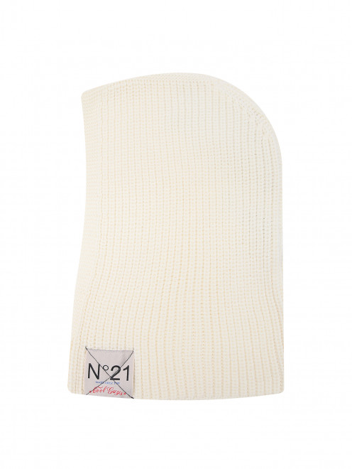 Однотонная шапка-балаклава из смесовой шерсти N21 - Общий вид