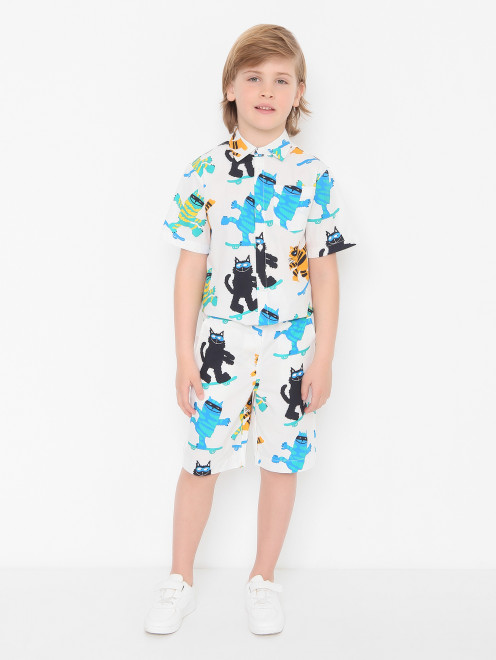 Рубашка из хлопка с принтом Stella McCartney kids - МодельОбщийВид