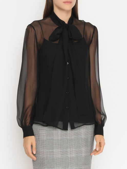 Блуза из шелка с бантом и подкладом Moschino - МодельВерхНиз